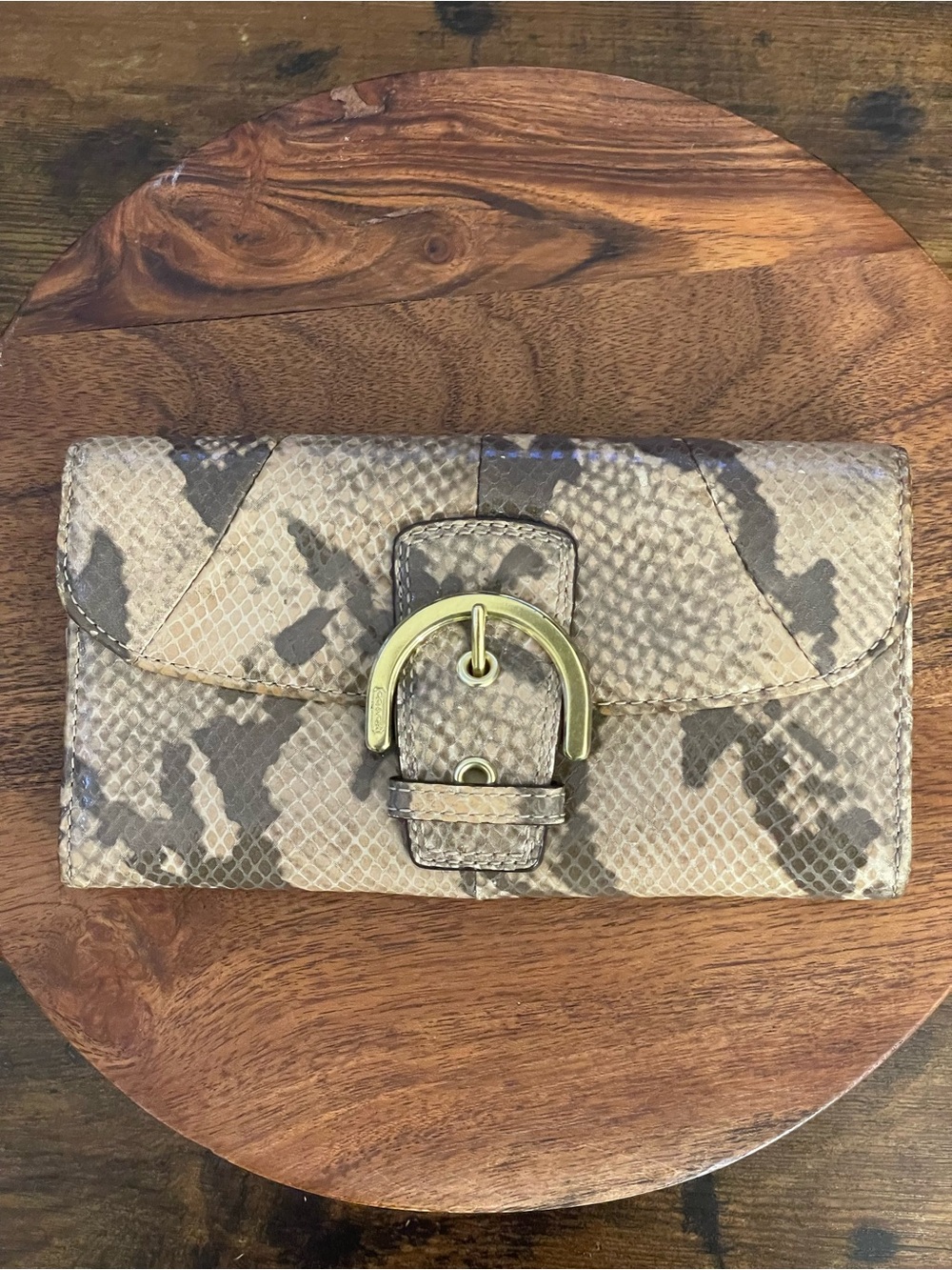 COACH SOHO Python Embossed Leather Tri-Fold Continental Wallet
